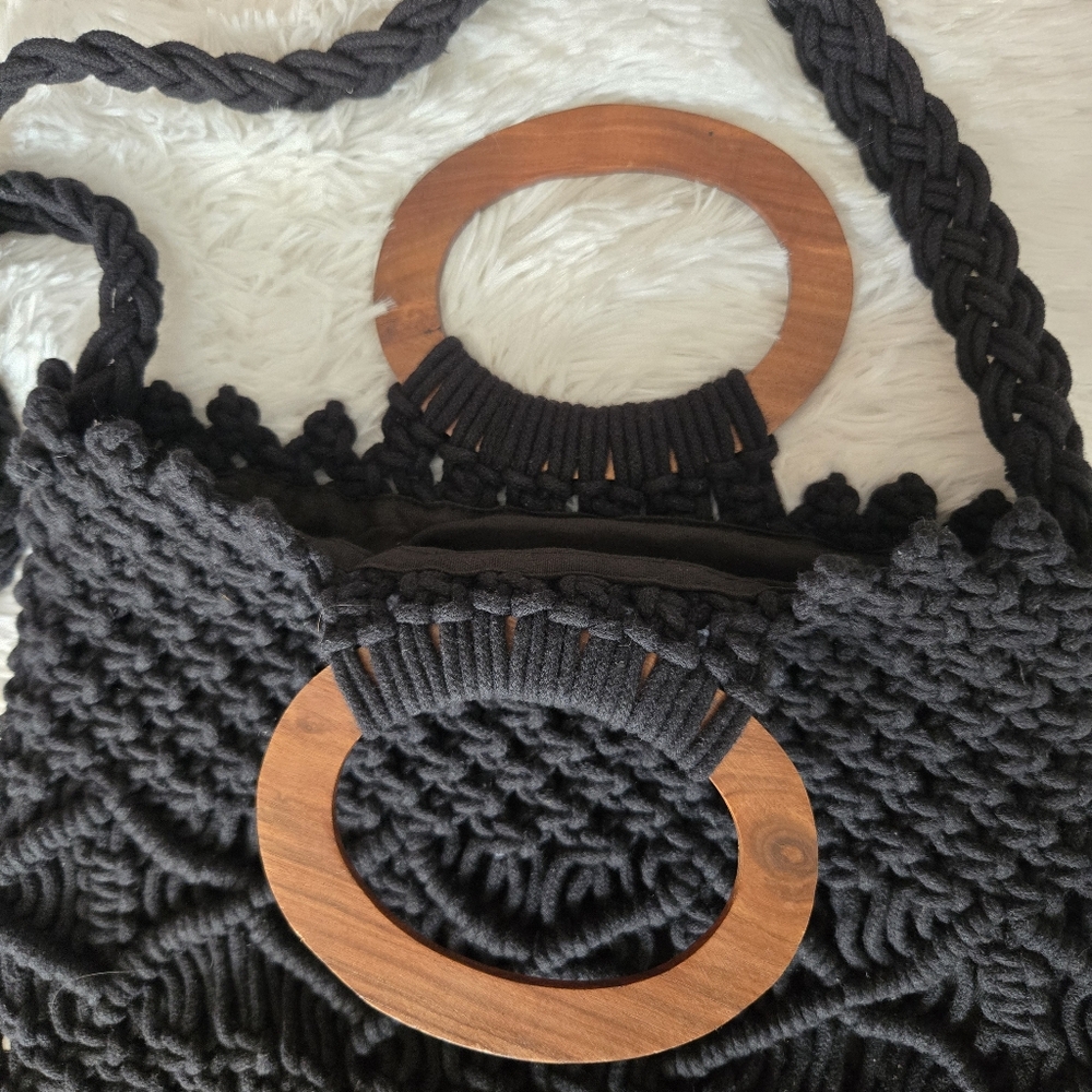 Danielle Nicole Black Macrame Crossbody Bag Nwot - image 5